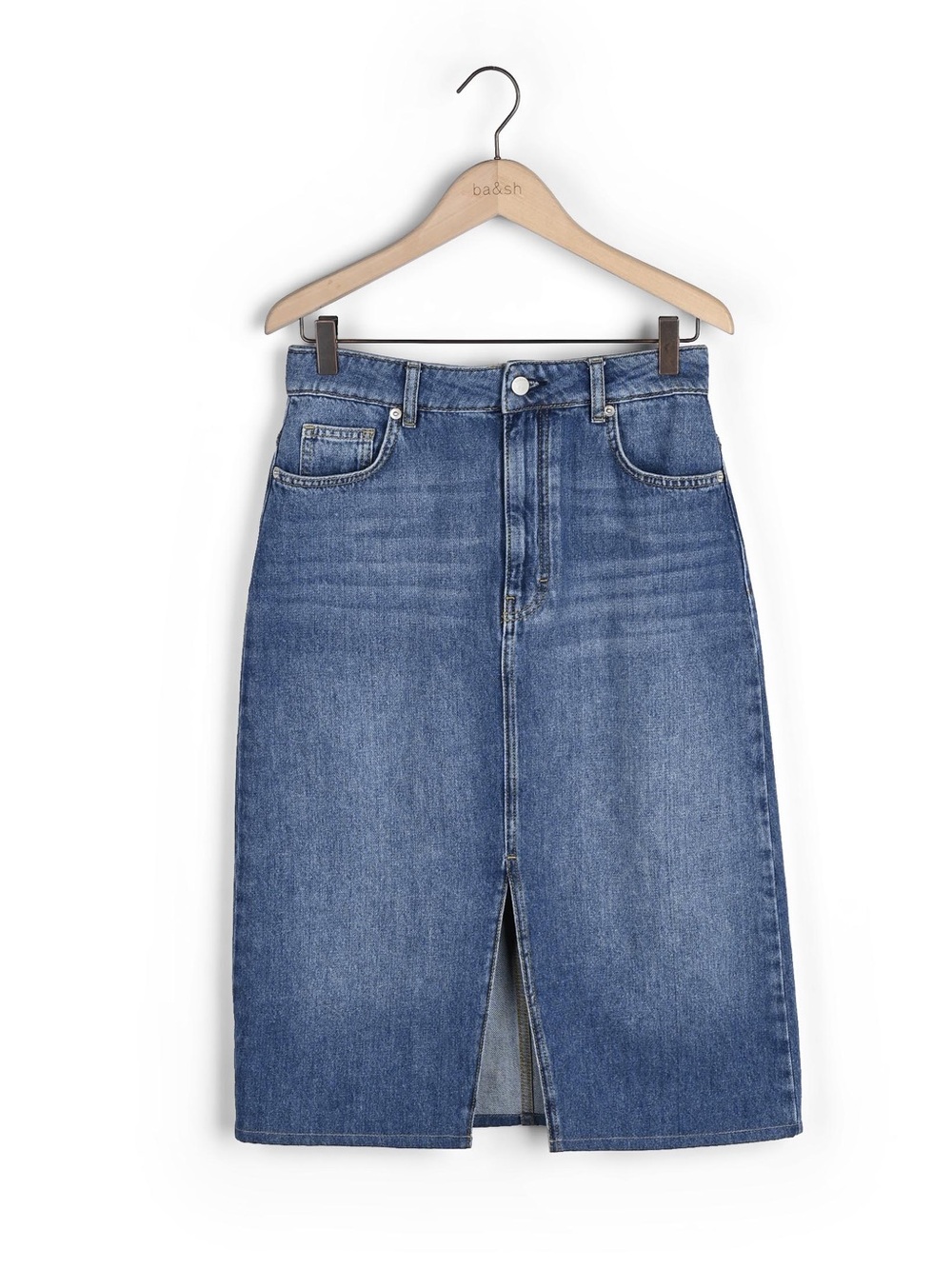 BA&SH denim dona skirt hand brush size 6